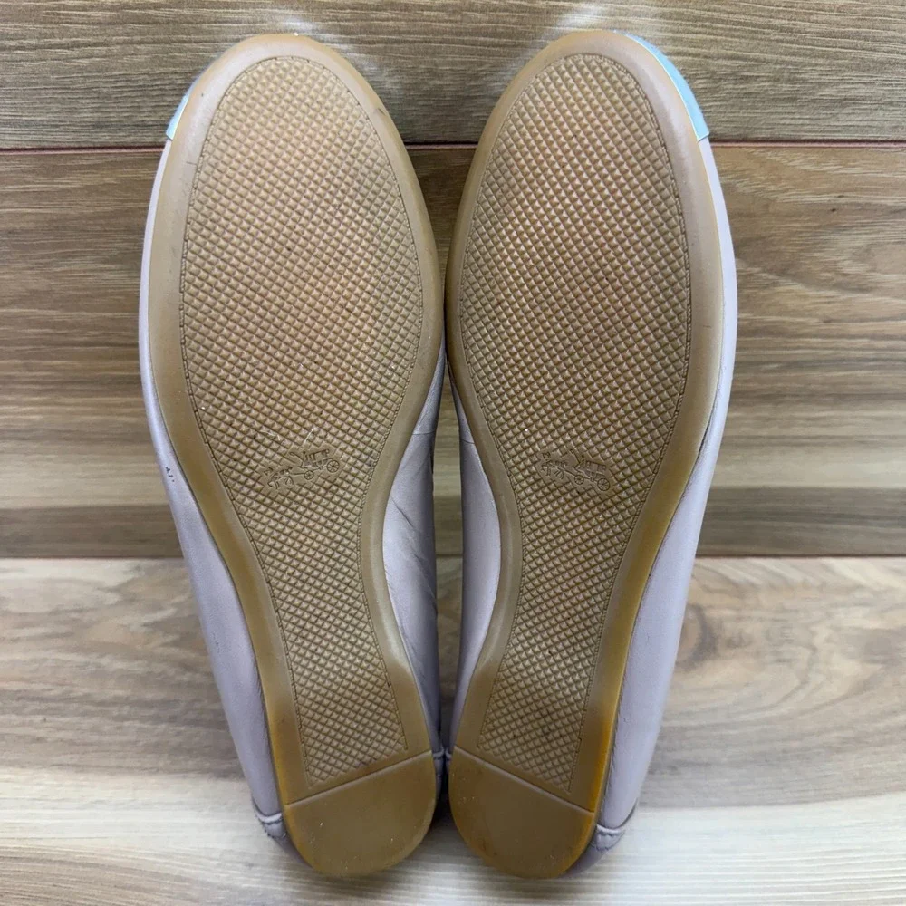 Coach Chelsea Beige Flats Womens 8.5 Beige Leather Cap Toe Ballet - Picture 9 of 11